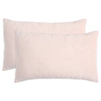 KAF Home Velvet Pillow Cover | Set of 2 Pillow Covers (Blush, 12 x 20)