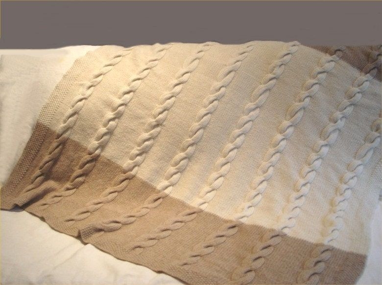 KNITTING Pattern - Two- Toned Cable Afghan blanket PDF download
