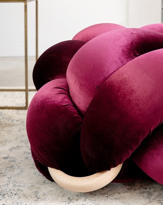 (l) Purple Velvet Knot Floor Cushion