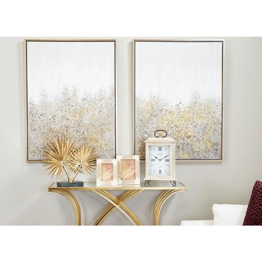 LITTON LANE 4 in. x 6 in. Rectangular Inlaid Beige and Gold Vervain and Sentimento Grass Picture Frame