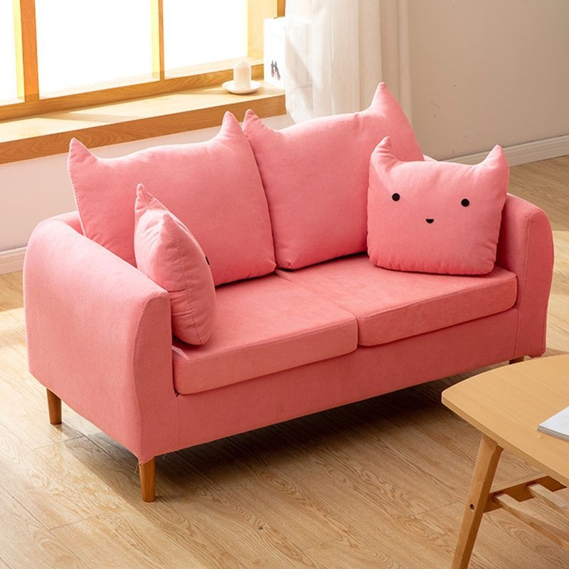 Loose Back Square Arm Standard Sofa 25.5W Cotton Blend Sofa for Living Room - 56L x 33.5W x 29.5H / Violet