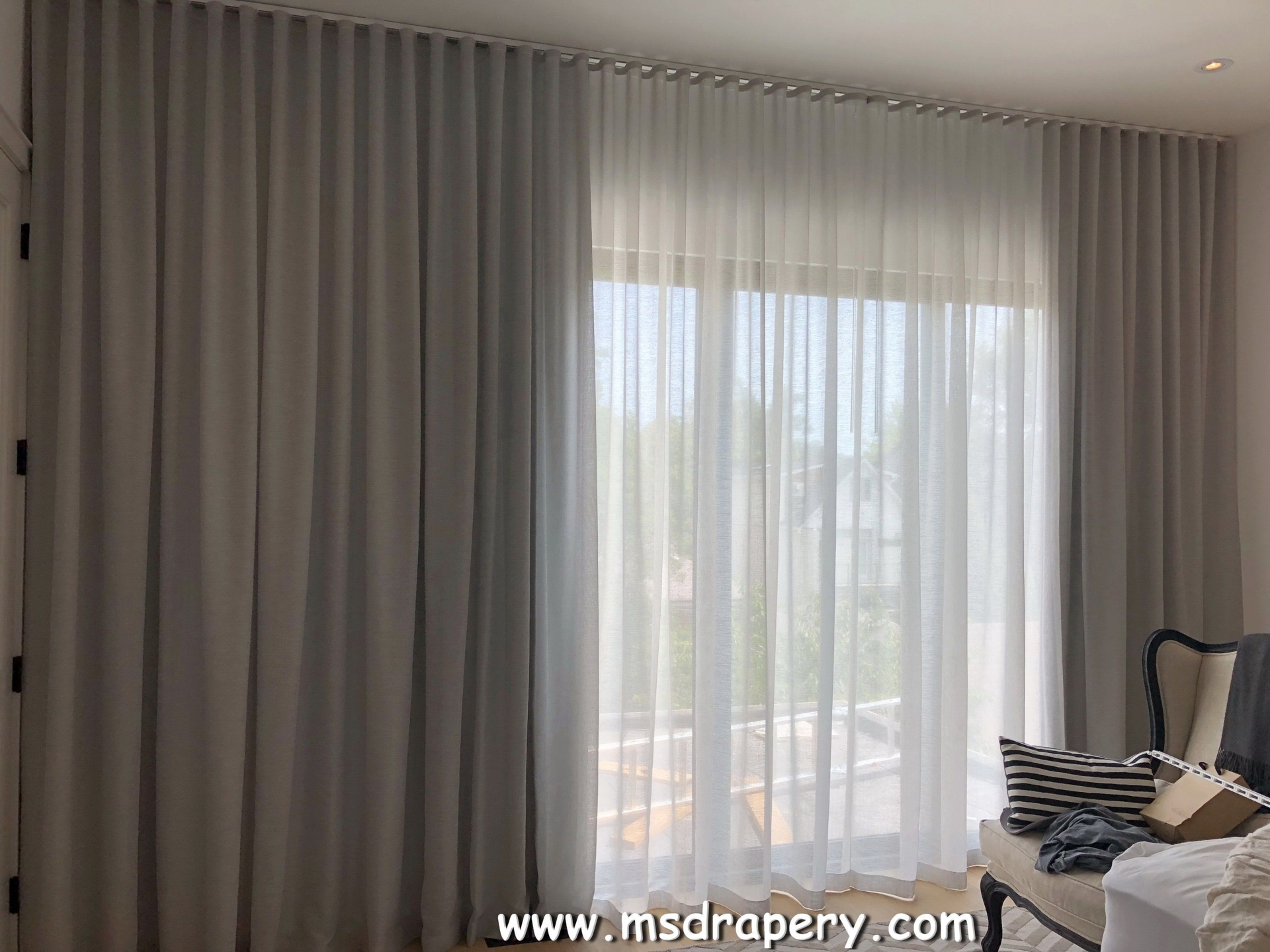 Manhattan - Custom Faux Linen Ripple Fold Curtains, S Fold Curtains, Ripple Fold Drapery Panels, Full Privacy Curtains
