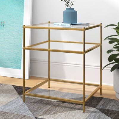Mercury Row Anne End Table Glass/Metal in Yellow, Size 26.25 H x 20.0 W x 22.0 D in | Wayfair