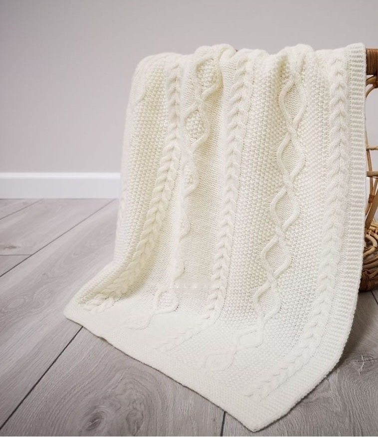 Merino wool blanket, plaid, bedspread, natural blanket, bed blanket, wool bed throw, light baby blanket