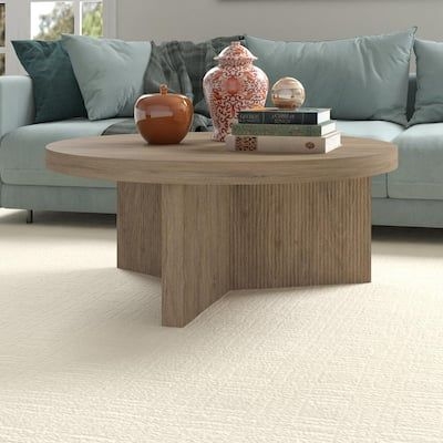 Meyer&Cross Holm 36 in. Antiqued Gray Oak Round MDF Top Coffee Table