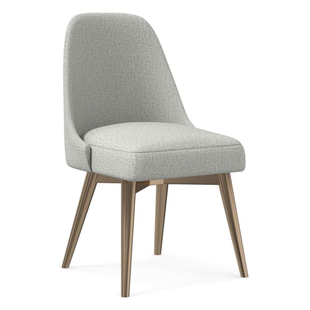 Mid-Century Office Chair, Deco Weave, Pearl Gray, OIL RUBBED BRONZE