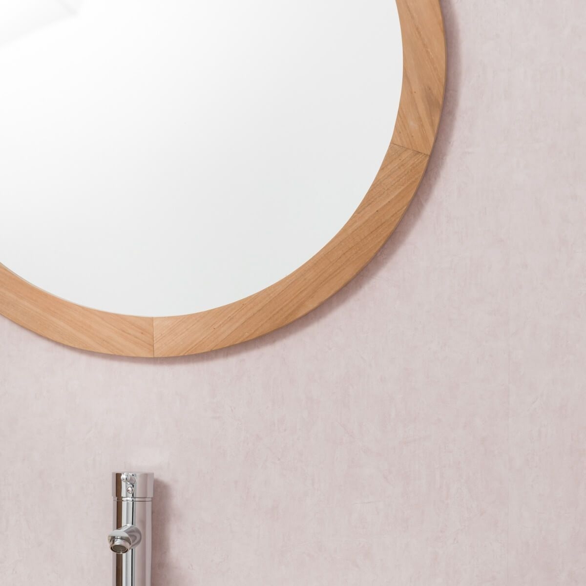 Miroir Hublot En Teck Rond 68cm
