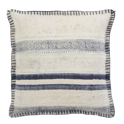 Mistana Friedman Square Cotton Pillow Cover & Insert Polyester/Polyfill in Blue/White, Size 20.0 H x 20.0 W x 5.0 D in | Wayfair