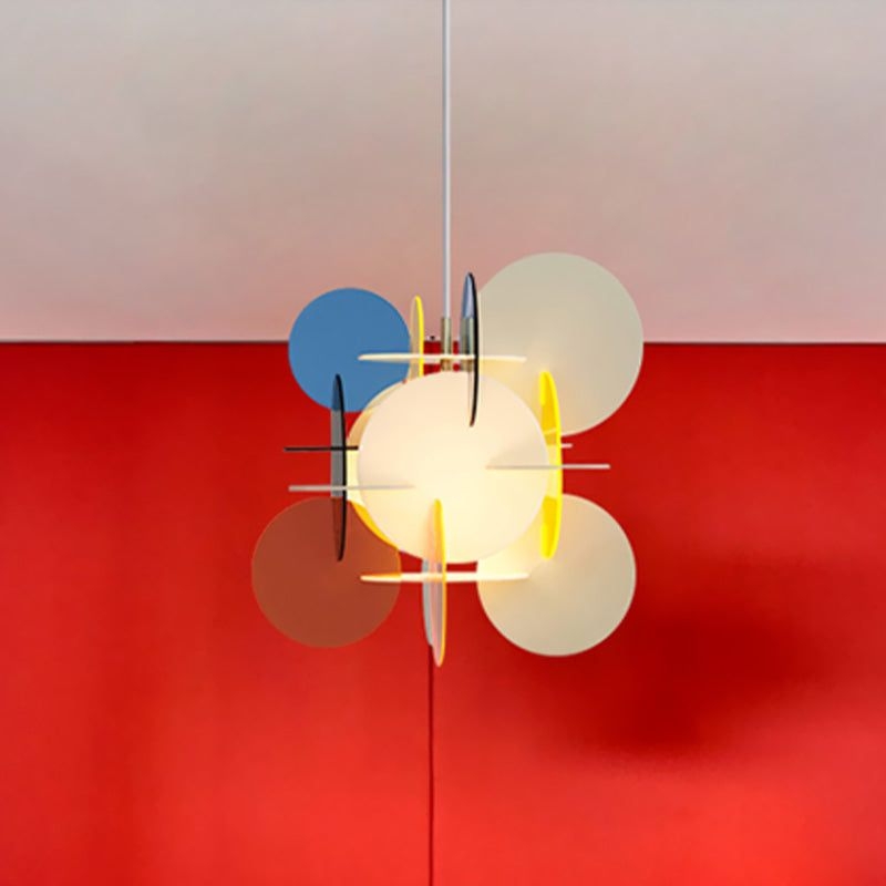 Modern Acrylic Circle Pendant Lamp - Single Head Suspension Lighting for Restaurants - Red-Blue