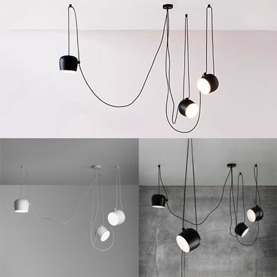 Modern Metal Pendant Light Kit with Adjustable Cord - 3/4 Heads in Black/White - 3 / Black