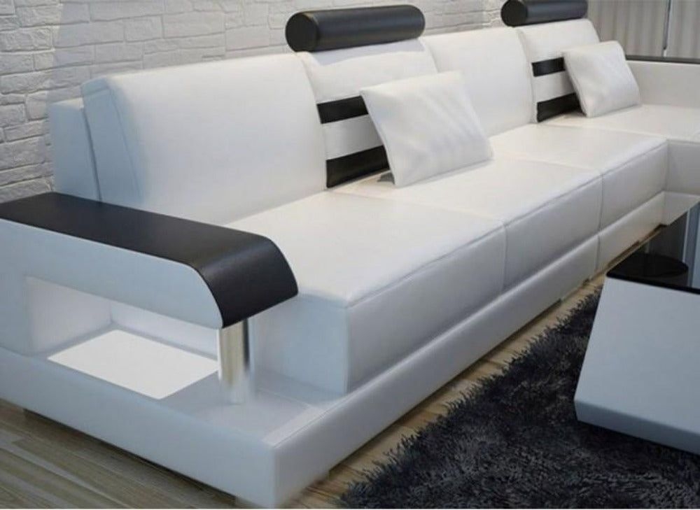Modern Sturdy Steady Leather Sectional Sofa Set