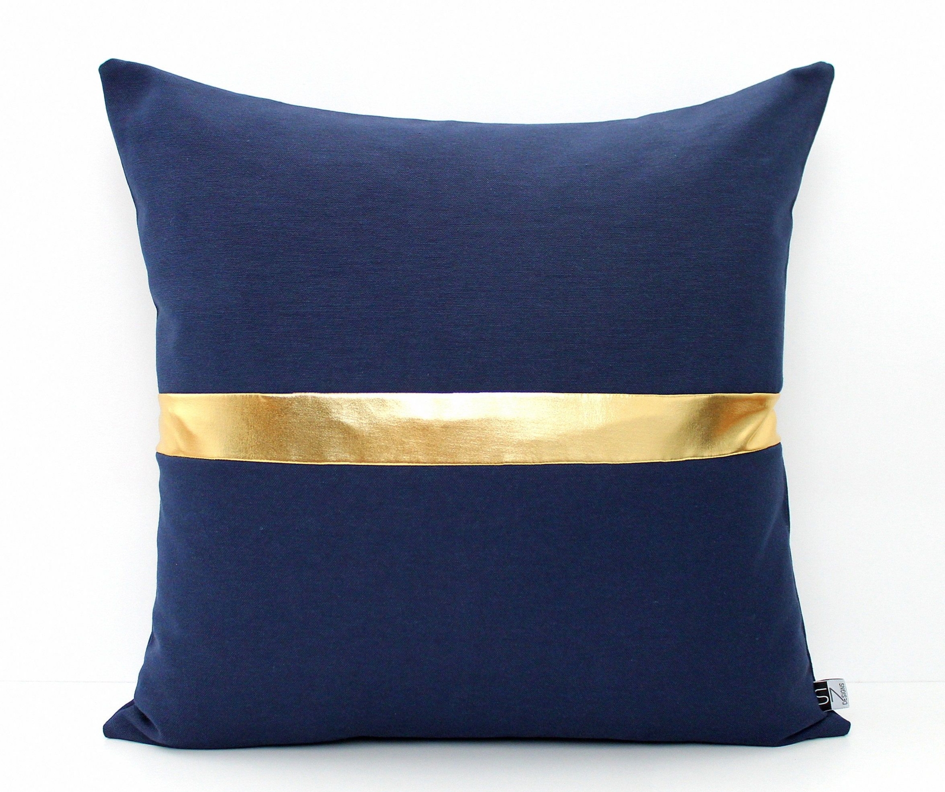 Navy Blue and Gold Colorblock Pillow Cover, All Sizes, Home gifts for you