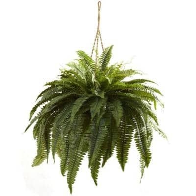 Nearly Natural Artificial Double Giant Boston Fern Hanging Basket