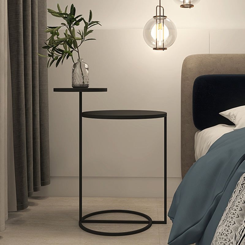 Non-storage Nightstand Modern Round Metal Night Table with Legs 16"L x 16"W x 22"H-White