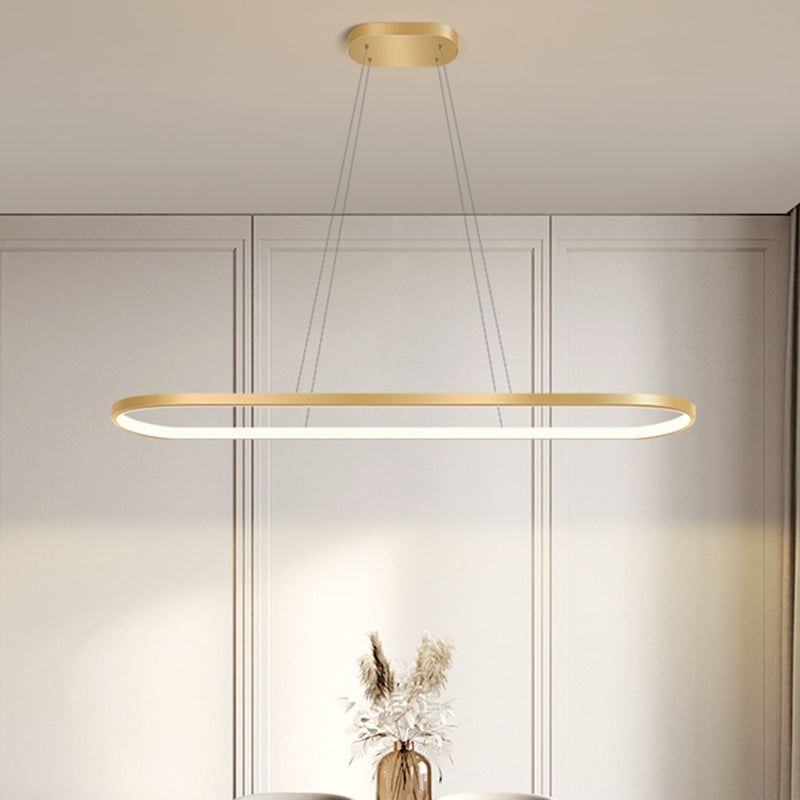 Nordic Light Luxury Simple Contemporary Style LED Island Chandelier Light in Gold for Dining Room - 47 / Gold / Warm Light