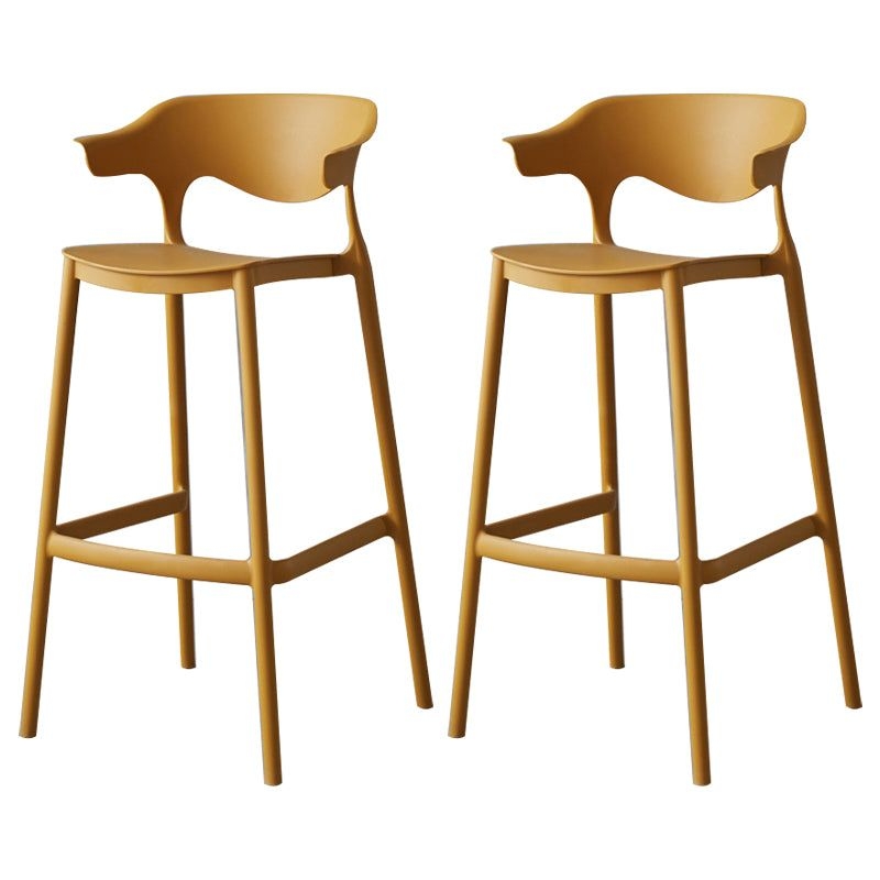 Nordic Stackable Bar-stool Plastic Counter Bar Stool with Plastic Legs for Home - Yellow / 2 Piece Set