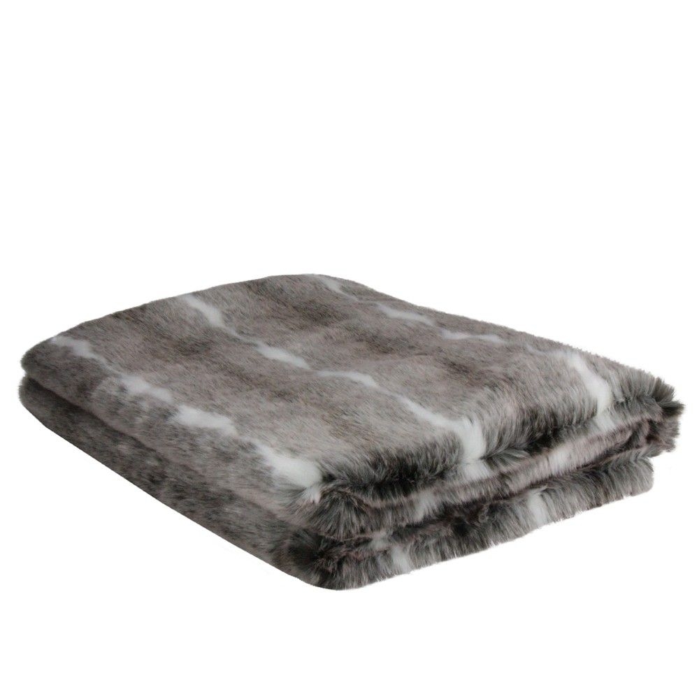 Northlight 50" x 60" Faux Fur Soft Throw Blanket - White/Gray