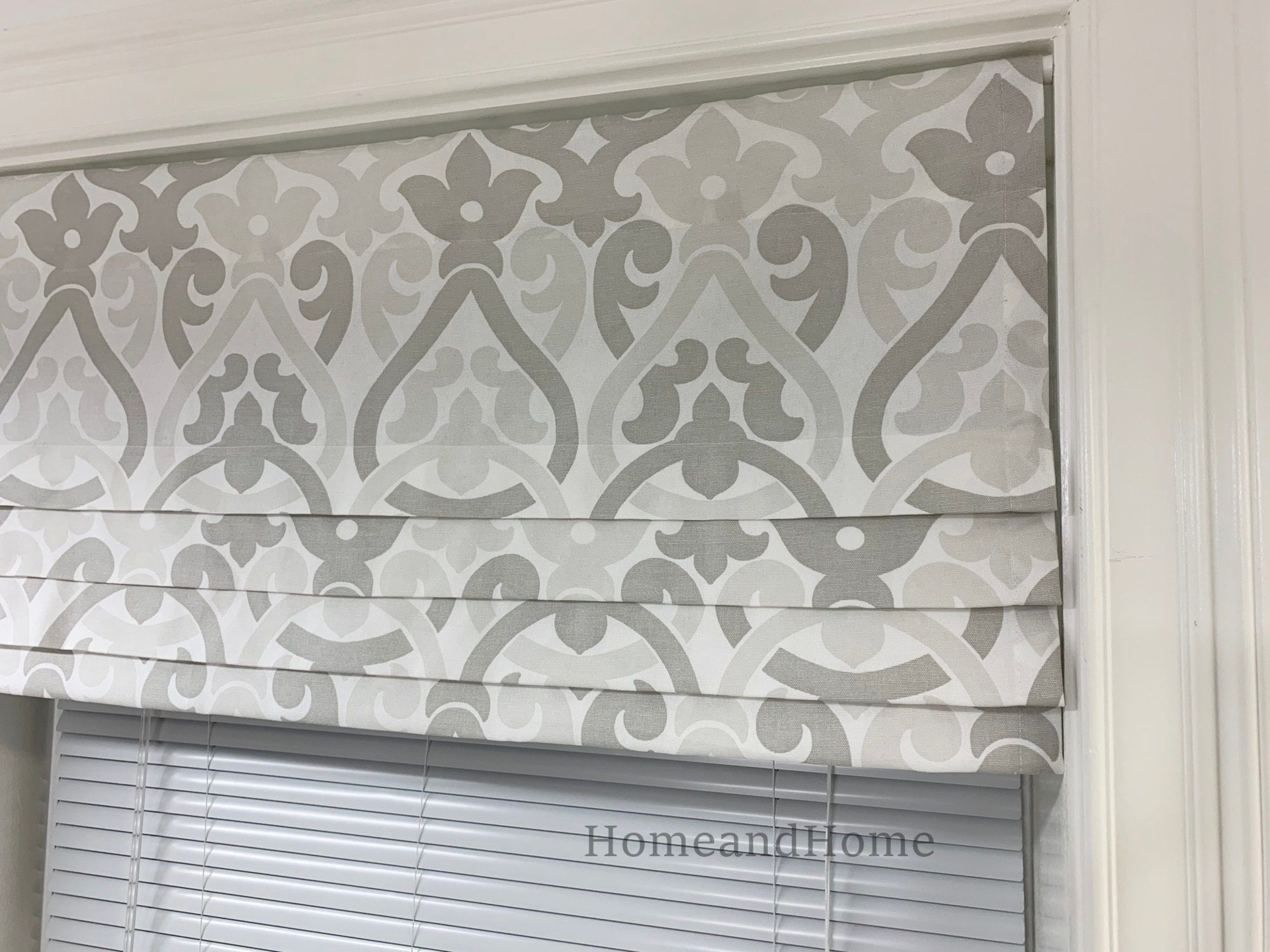 ON SALE Faux Roman Shade. Flat Roman Shade Valance. Fake Roman Shade Valance. Fake Valance. Light Gray valance. French Gray valance.