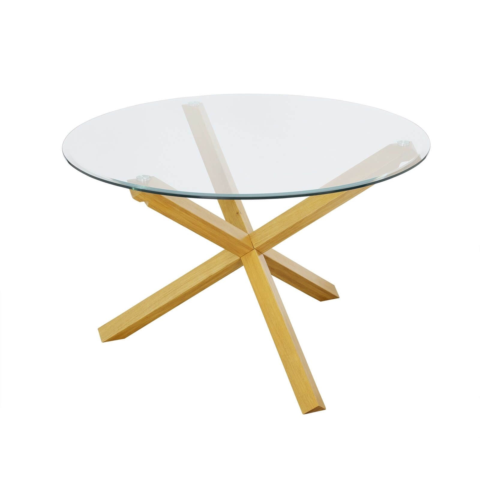 Oporto Large Dining Table - Oak & Glass Clear