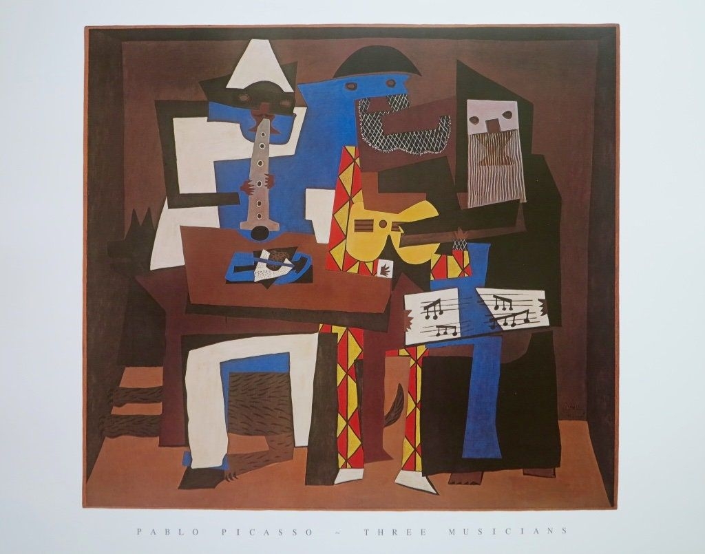 Pablo Picasso exhibition poster - Three musicians - museum print - music - cubism
