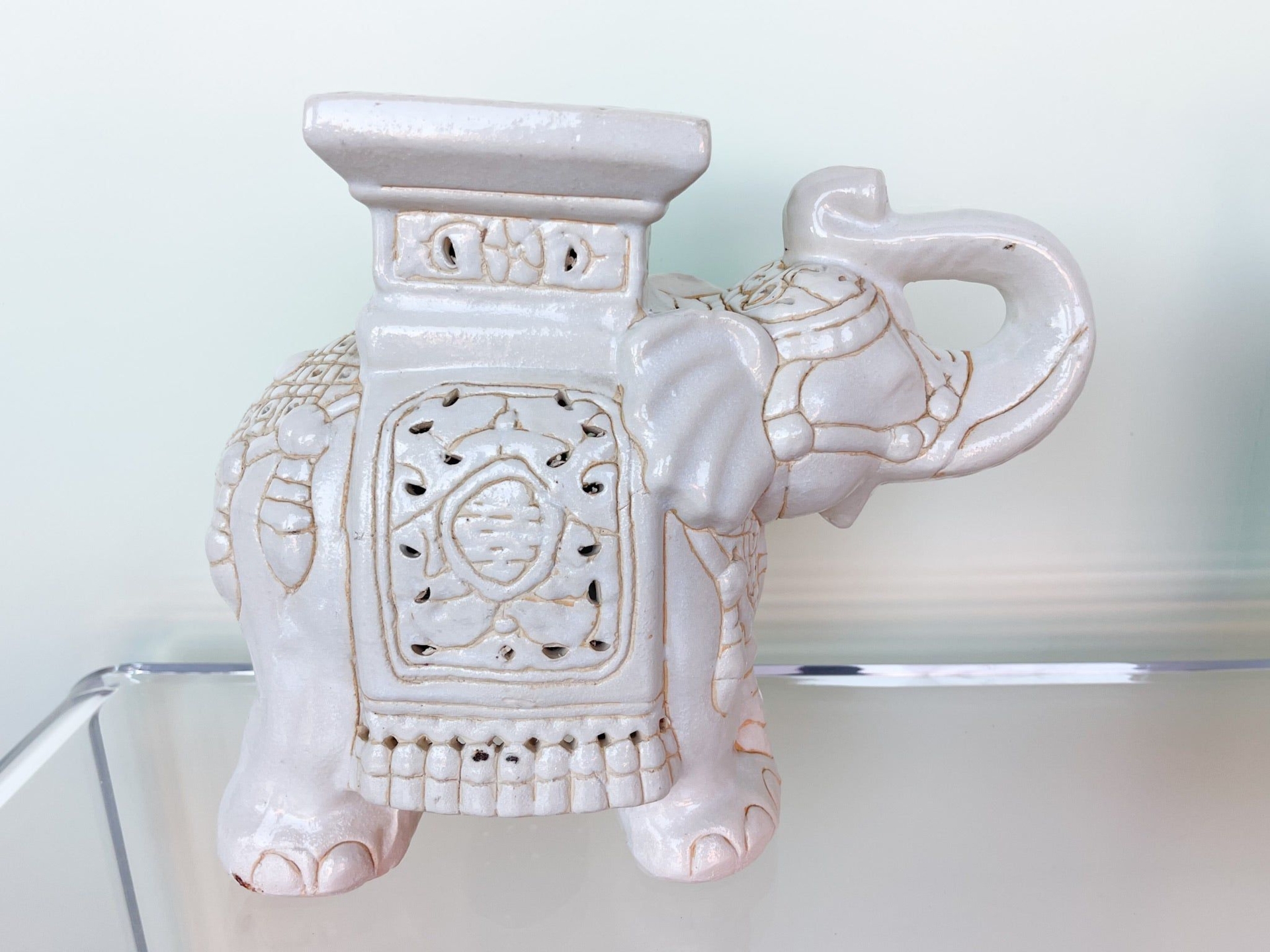 Pair of Ceramic Elephant Garden Seats