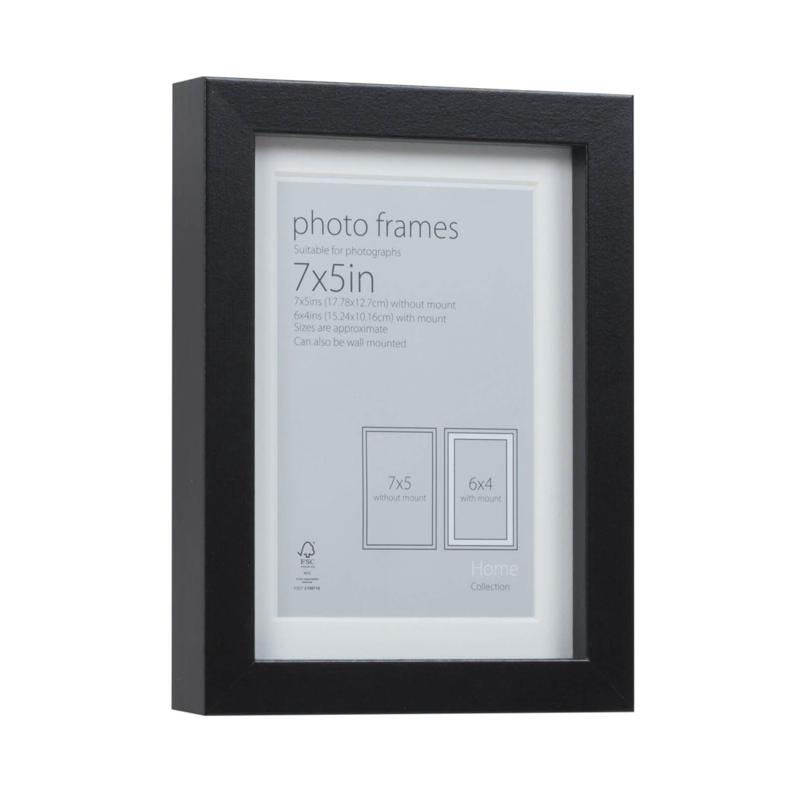 Photo Frame Black 7 x 5 with 6 x 4 Mount Aperture
