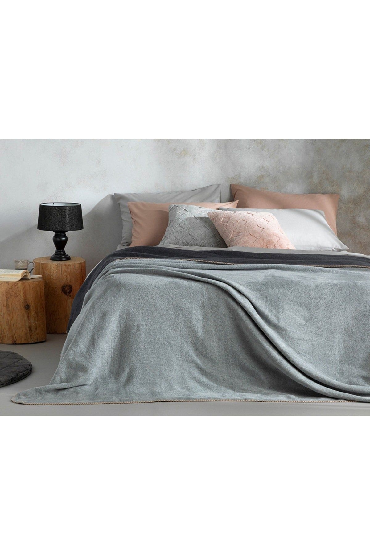 Plain Cotton Single Blanket 150x200 Cm Gray-anthracite TYC00593491275 - 150 x 220 / Grey-Anthracite