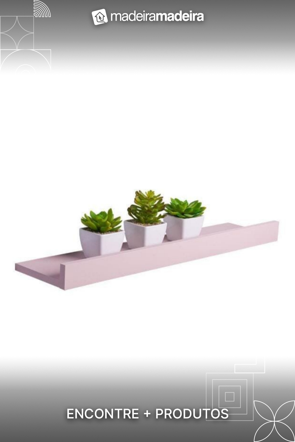 Prateleira Porta Quadros 100 x 15cm Rosa Claro Suporte Invisvel
