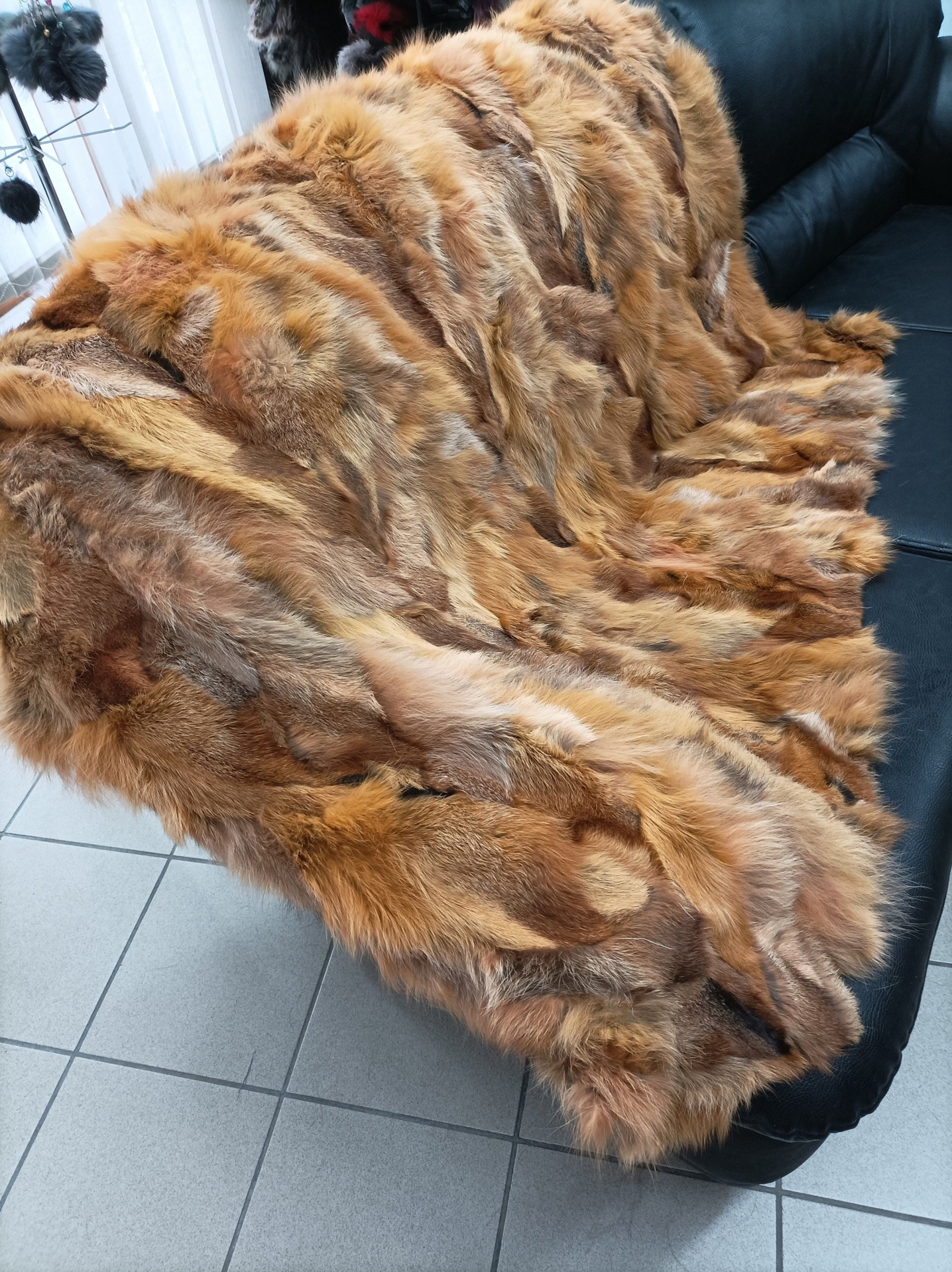 Real Fox fur blanket throw , Home warmer