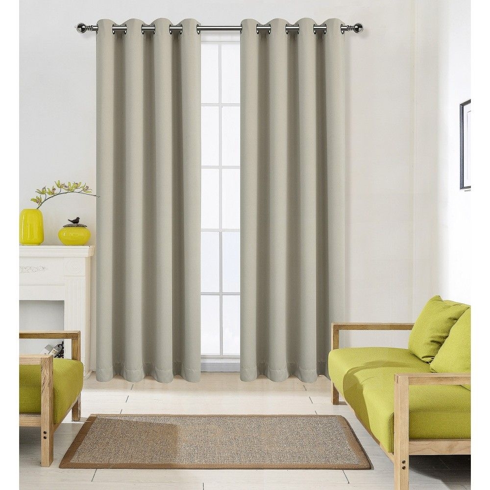 Regal Home Collections 100% Hotel Blackout Thermal Insulated Grommet Curtains - 50 in. W x 45 in. L, Linen