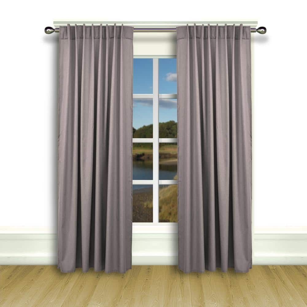 Ricardo Trading Grey Woven Rod Pocket Room Darkening Curtain - 56 in. W x 84 in. L