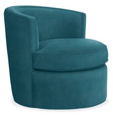 Room & Board | Modern Otis Swivel Chair in Banks Lagoon Blue - Stain-Resistant Fabric 32w 31d 29h