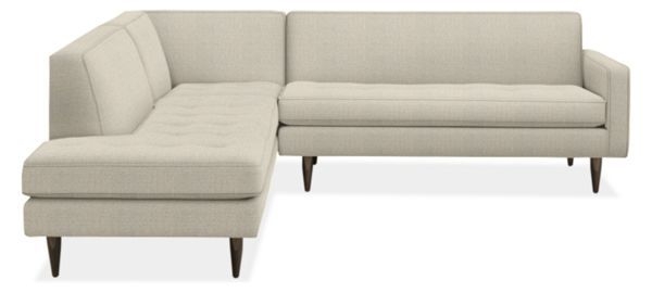Room & Board | Modern Reese Three-Piece  L-Shaped Sectional w/ Corner in Ivory White - Stain-Resistant Fabric