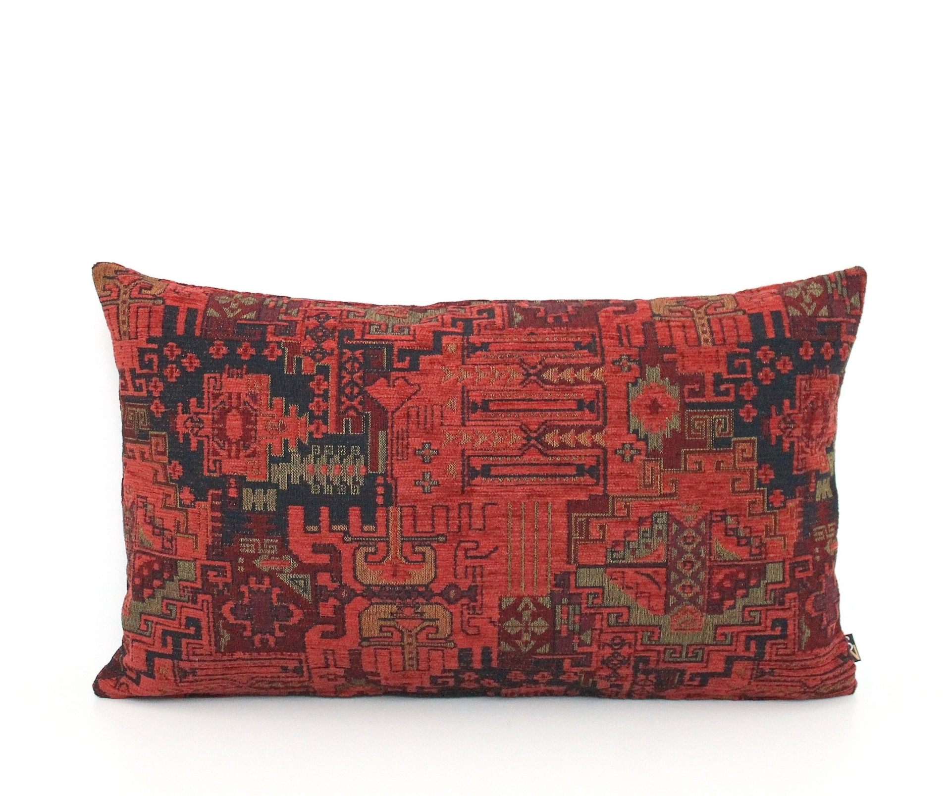 Rust Orange Turkish Kilim Lumbar Pillow Cover - Antique Looking - Luxurious Boho Throw  All Sizes, Home gifts for you