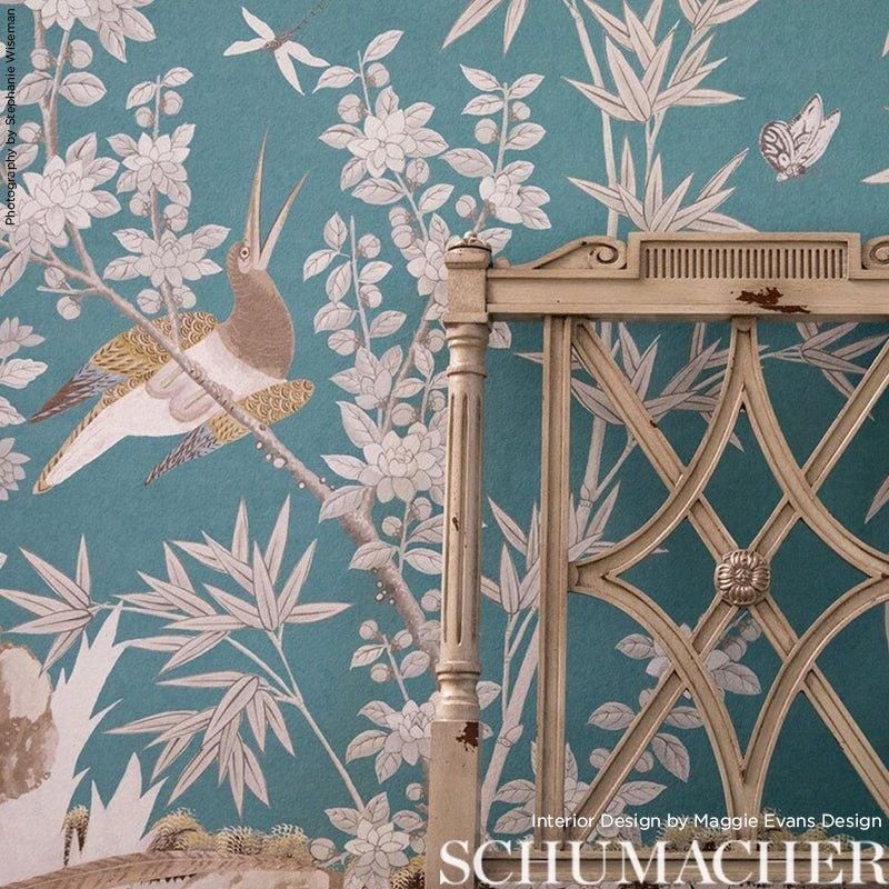 Schumacher Brighton Pavilion Wallpaper in Peacock