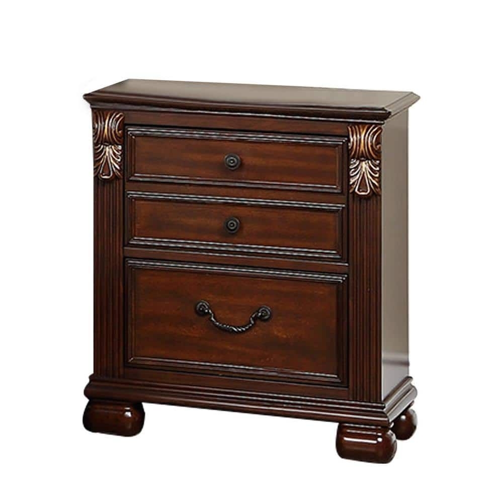 SIMPLE RELAX Barstow 2-Drawer Cherry Red Wooden Nightstand