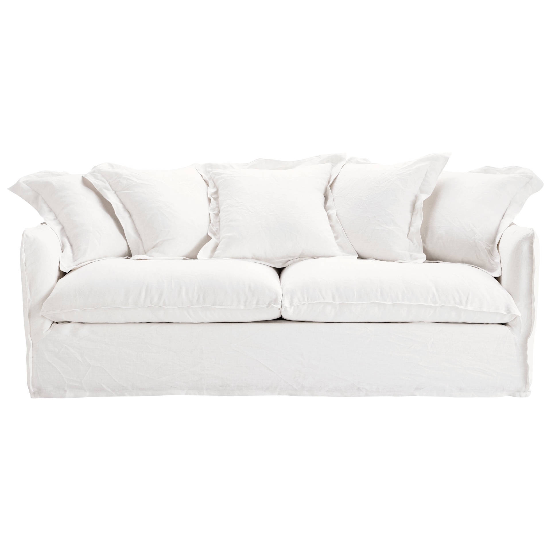 Sofa 3-/4-Sitzer aus gewaschenes Leinen, wei