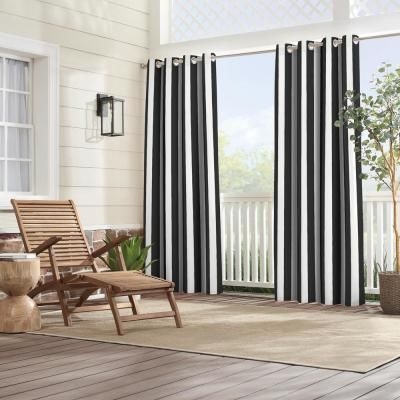 Sunbrella Cabana Multi Striped 52 in. W x 84 in. L Grommet Room Darkening Curtain Panel