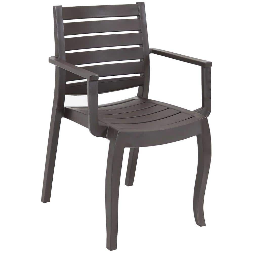 Sunnydaze Decor Illias Plastic Outdoor Patio Arm Chair - Brown