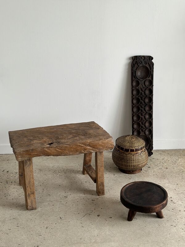 Tabouret ou table d'appoint en teck massif asiatique