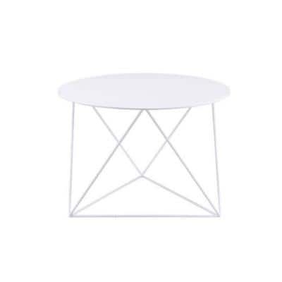 Tatahance 23 in. x 17 in. White Round Metal End Table