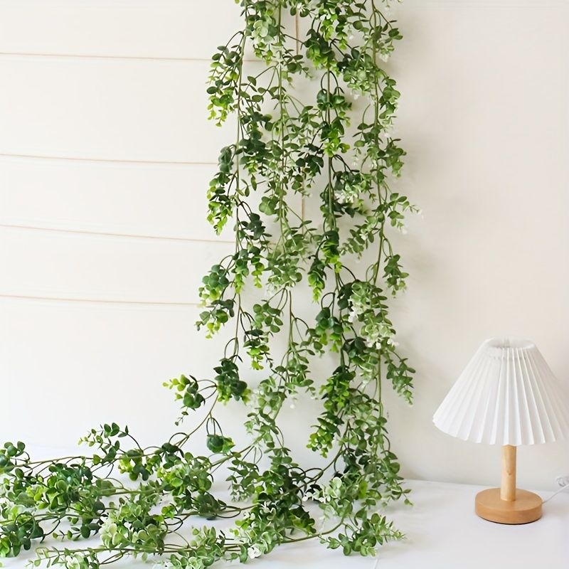 Temu2pcs, 5.7ft Artificial Flowers And Green Plants Home Plastic Flowers Rattan, Wedding Decoration Simulation Plant Rattan Eucalyptus Rattan, Party Decor Supplies Holiday Decor