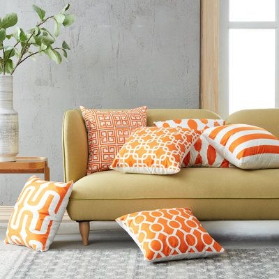 Topfinel Square Pillow Cover Microfiber/Polyester in Orange, Size 20.0 H x 20.0 W x 1.0 D in | Wayfair