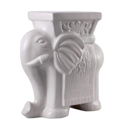 Upright White Stone Garden Stool