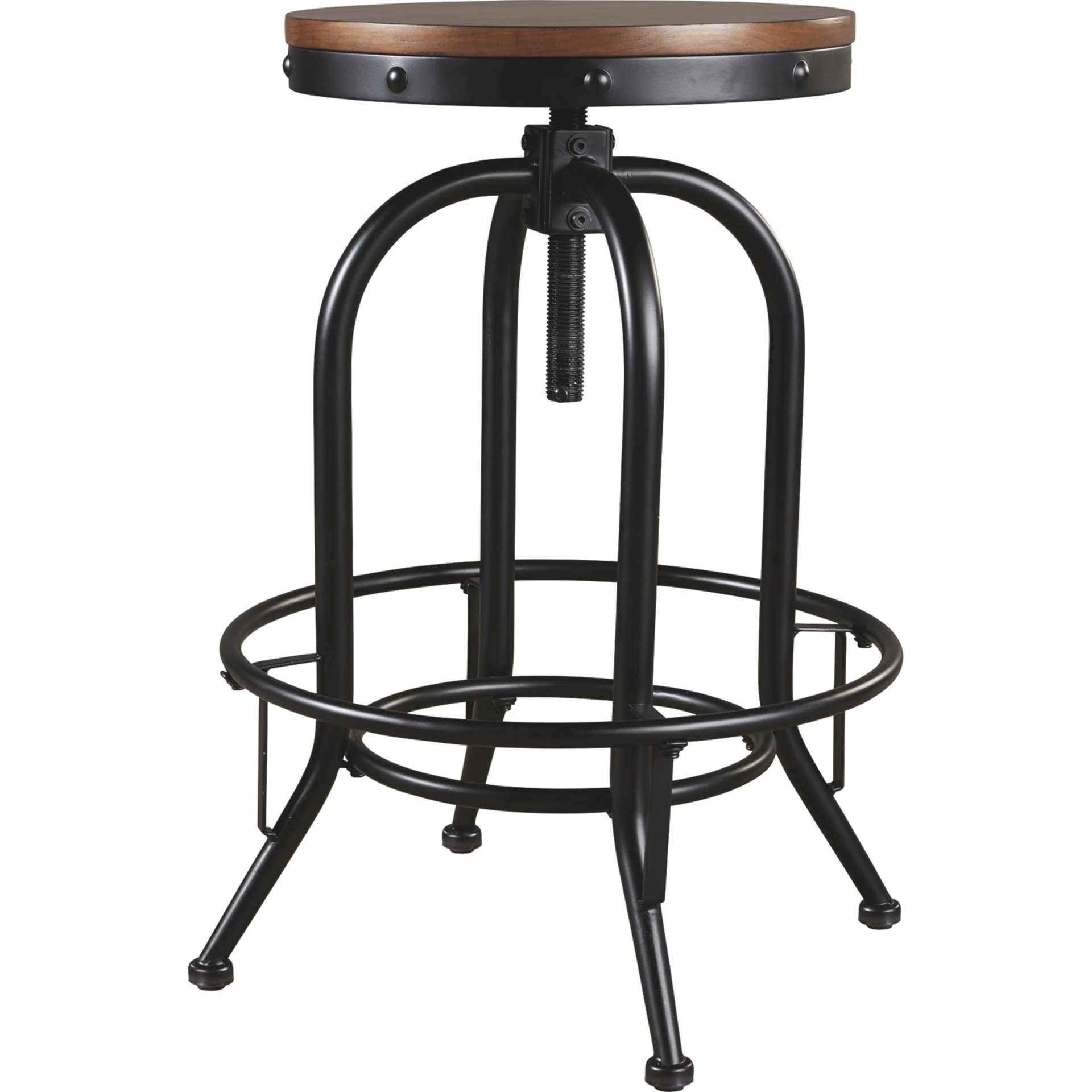 Valebeck Adjustable Height Stool (D546-230) in Brown/Black, Size: 19"-60" H x 15"-28" W by Ashley