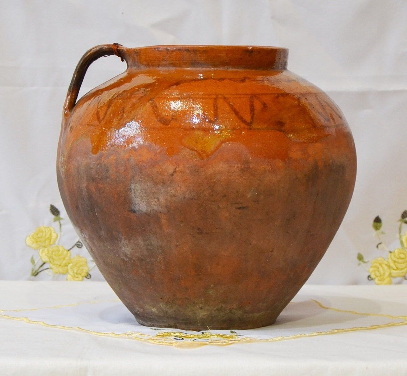 Very large terracotta indoor planter. Wabi sabi pottery vase. Large terracotta primitive clay vessel.