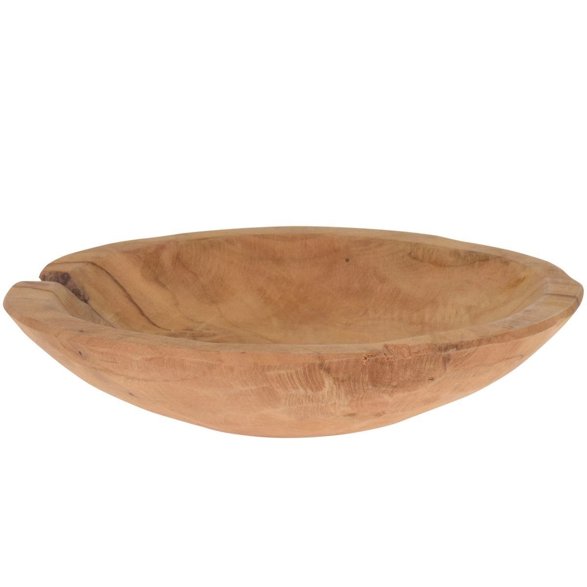 Vide-poche Rond Dco En Teck Naturel 19x19x4cm