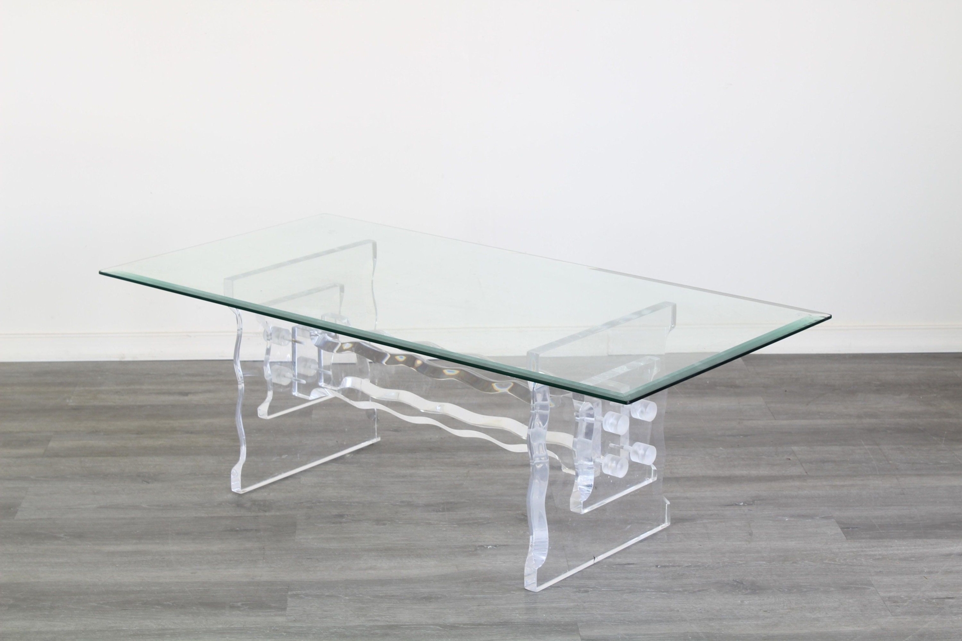 Vintage Lucite Coffee Table With Glass Top