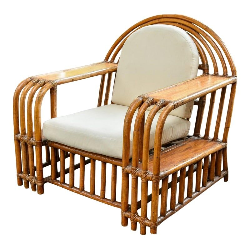 Vintage Oversized Bamboo and Rattan Lounge Chair