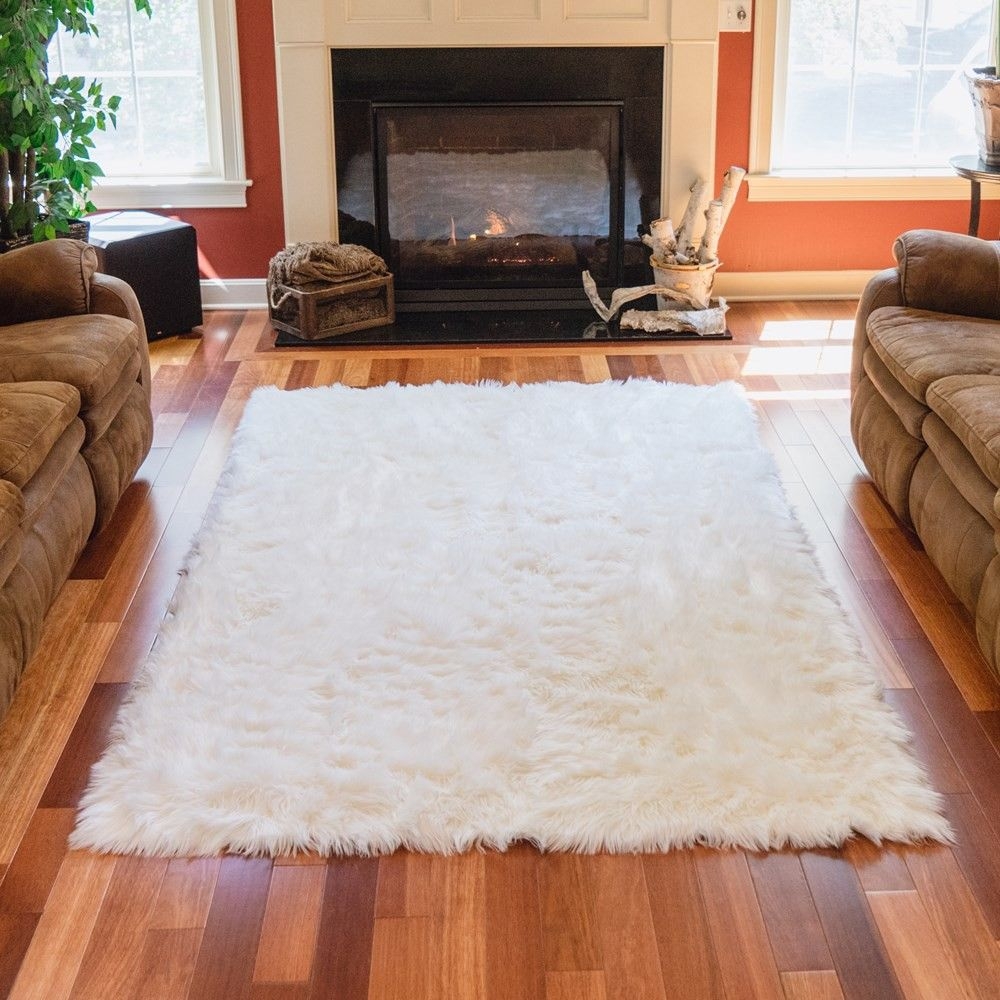 Walk on Me Faux Fur Super Soft Rug With Non-slip Backing 3'x5' White